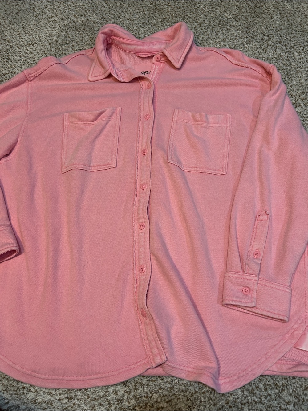 aerie Pink sweatshirt Button-Down Shirt